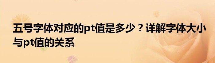 五号字体对应的pt值是多少？详解字体大小与pt值的关系