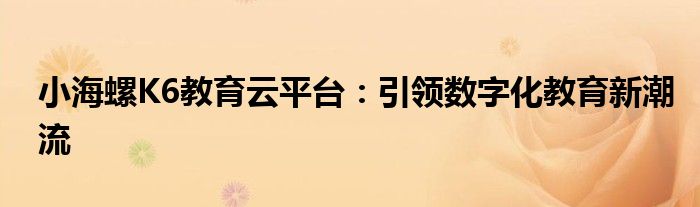 小海螺K6教育云平台：引领数字化教育新潮流