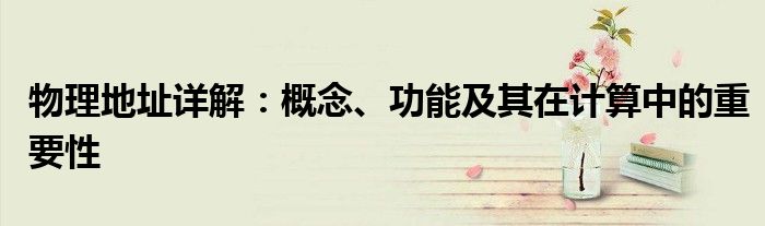 物理地址详解：概念、功能及其在计算中的重要性