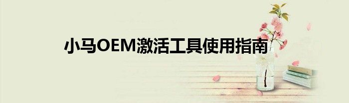 小马OEM激活工具使用指南