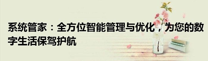 系统管家：全方位智能管理与优化，为您的数字生活保驾护航