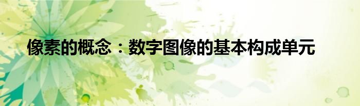 像素的概念：数字图像的基本构成单元