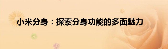 小米分身：探索分身功能的多面魅力