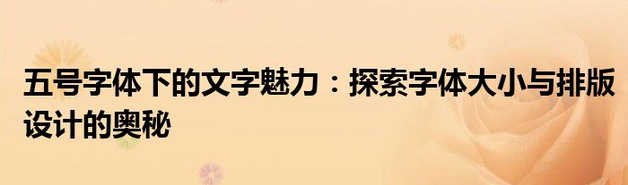 五号字体下的文字魅力：探索字体大小与排版设计的奥秘