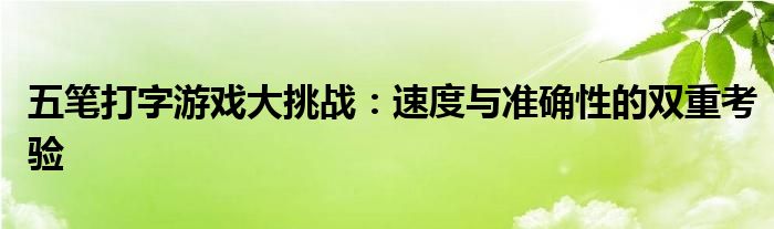五笔打字游戏大挑战：速度与准确性的双重考验