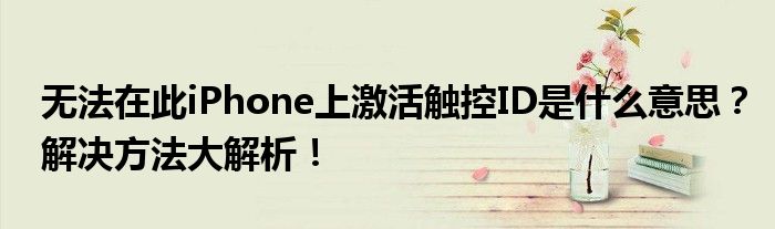 无法在此iPhone上激活触控ID是什么意思？解决方法大解析！