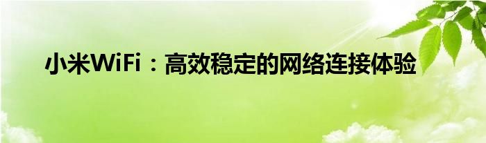 小米WiFi：高效稳定的网络连接体验