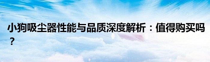 小狗吸尘器性能与品质深度解析：值得购买吗？