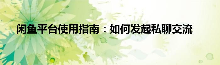 闲鱼平台使用指南：如何发起私聊交流