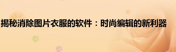 揭秘消除图片衣服的软件：时尚编辑的新利器