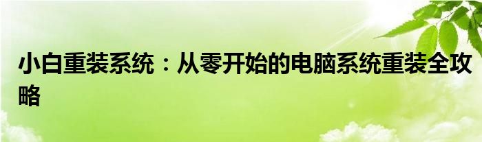 小白重装系统：从零开始的电脑系统重装全攻略