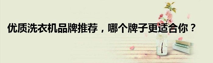 优质洗衣机品牌推荐，哪个牌子更适合你？