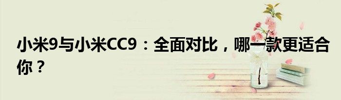 小米9与小米CC9：全面对比，哪一款更适合你？