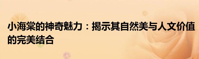 小海棠的神奇魅力：揭示其自然美与人文价值的完美结合