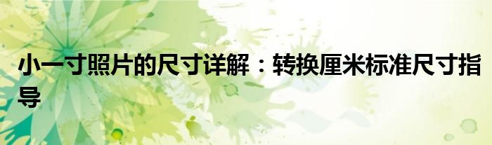 小一寸照片的尺寸详解：转换厘米标准尺寸指导