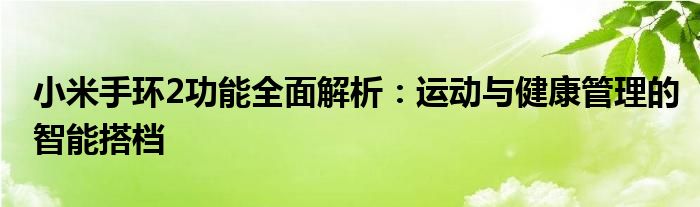 小米手环2功能全面解析：运动与健康管理的智能搭档