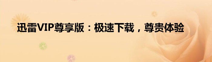 迅雷VIP尊享版：极速下载，尊贵体验