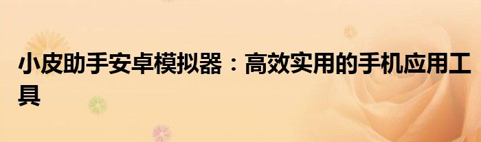 小皮助手安卓模拟器：高效实用的手机应用工具