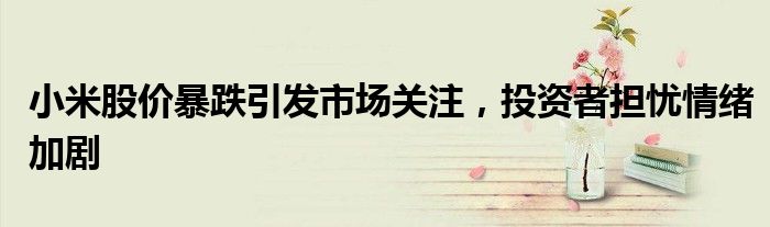 小米股价暴跌引发市场关注，投资者担忧情绪加剧