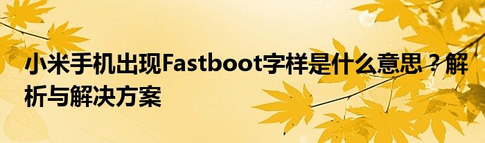 小米手机出现Fastboot字样是什么意思？解析与解决方案
