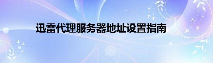 迅雷代理服务器地址设置指南