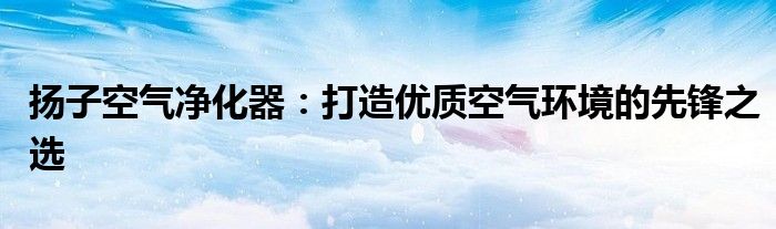扬子空气净化器：打造优质空气环境的先锋之选