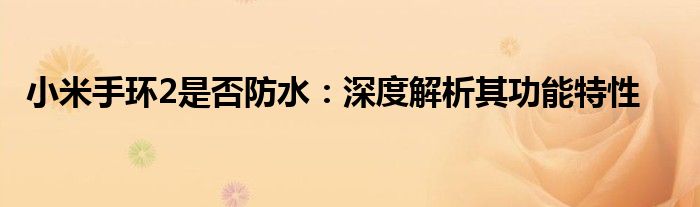 小米手环2是否防水：深度解析其功能特性
