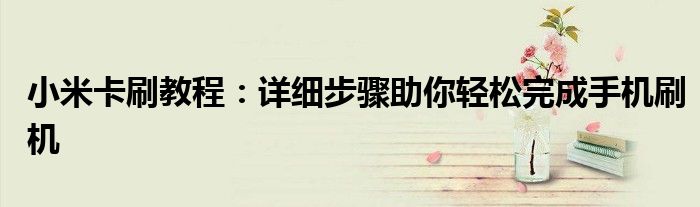 小米卡刷教程：详细步骤助你轻松完成手机刷机