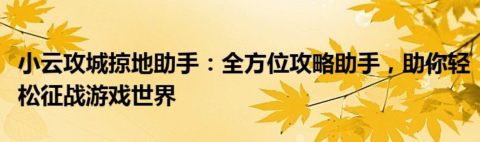 小云攻城掠地助手：全方位攻略助手，助你轻松征战游戏世界