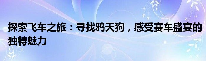 探索飞车之旅：寻找鸦天狗，感受赛车盛宴的独特魅力