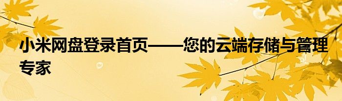 小米网盘登录首页——您的云端存储与管理专家