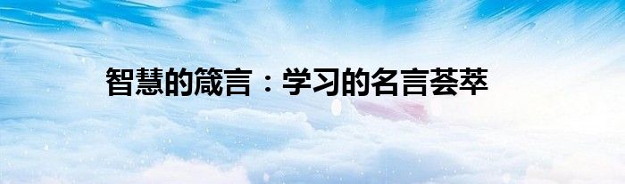 智慧的箴言：学习的名言荟萃