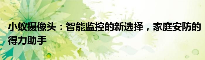 小蚁摄像头：智能监控的新选择，家庭安防的得力助手
