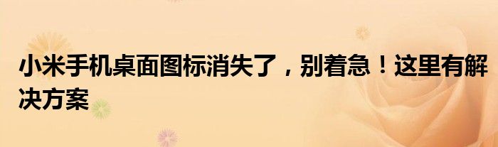 小米手机桌面图标消失了，别着急！这里有解决方案