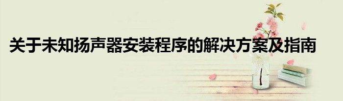 关于未知扬声器安装程序的解决方案及指南
