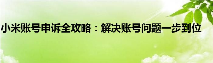 小米账号申诉全攻略：解决账号问题一步到位
