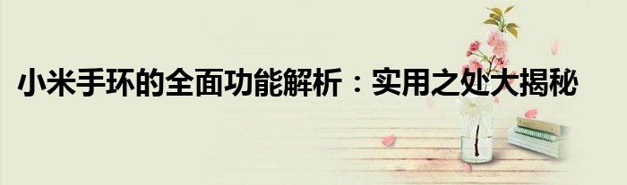 小米手环的全面功能解析：实用之处大揭秘