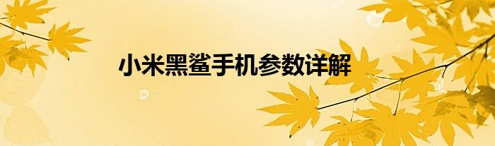 小米黑鲨手机参数详解