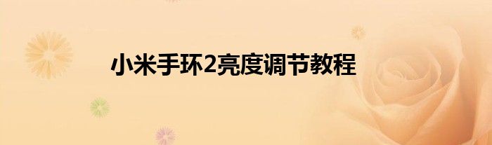 小米手环2亮度调节教程