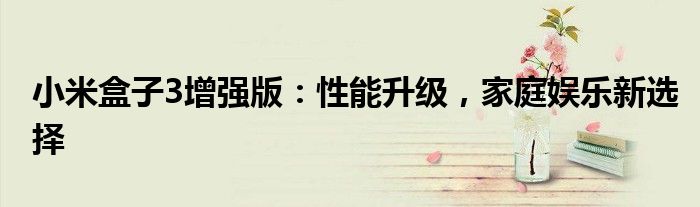 小米盒子3增强版：性能升级，家庭娱乐新选择