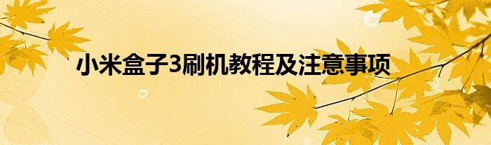 小米盒子3刷机教程及注意事项