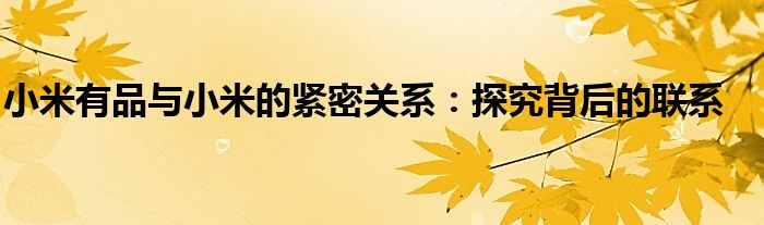 小米有品与小米的紧密关系：探究背后的联系