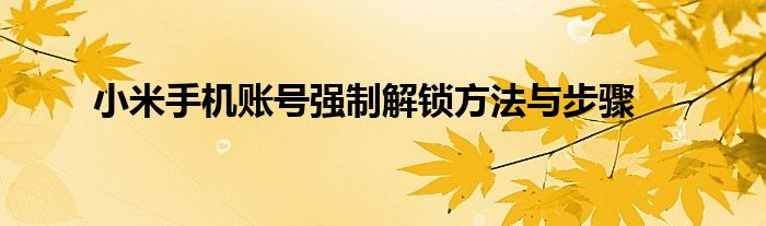 小米手机账号强制解锁方法与步骤