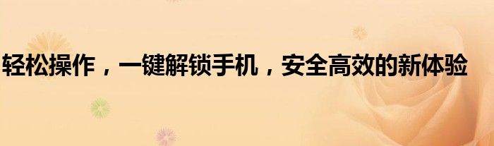 轻松操作，一键解锁手机，安全高效的新体验