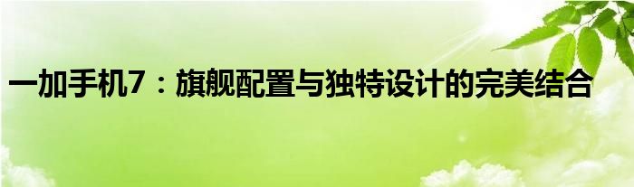 一加手机7：旗舰配置与独特设计的完美结合
