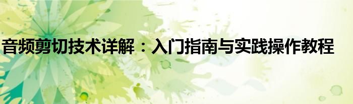 音频剪切技术详解：入门指南与实践操作教程