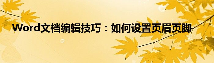 Word文档编辑技巧：如何设置页眉页脚