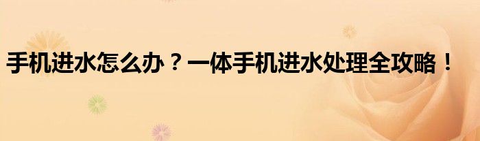 手机进水怎么办？一体手机进水处理全攻略！