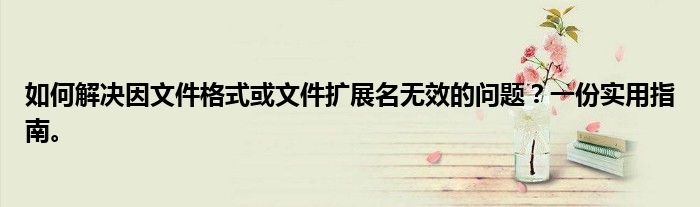 如何解决因文件格式或文件扩展名无效的问题？一份实用指南。