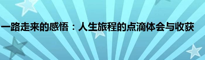 一路走来的感悟：人生旅程的点滴体会与收获